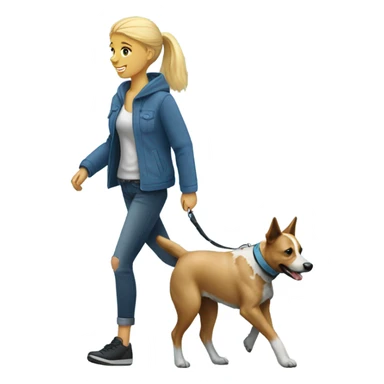 Blonde girl walking a blue heeler sticker