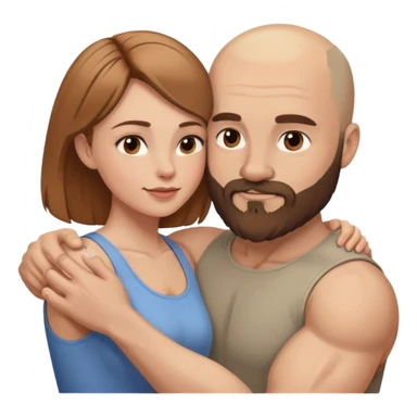 Beautiful light brown hair touching her muscular bald beard husband sticker