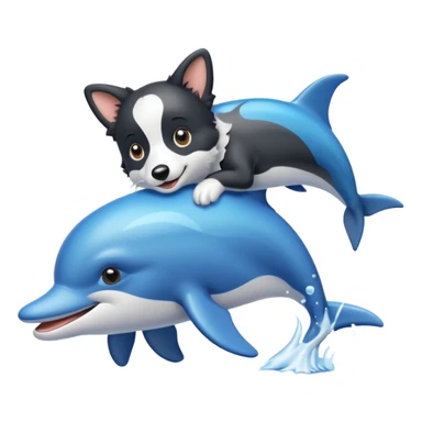 a combination of a dolphin and a boarder collie in one emoji sticker