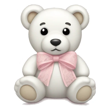 White teddy bear with light pink lace print bow sticker