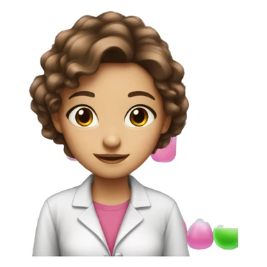 beautiful girl with brown hair doing pink chemistry  sticker