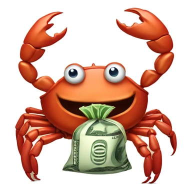 Crab holding money bag sticker