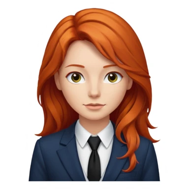 long red haired woman with tie, t-shirt and blazer sticker