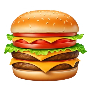 Cinematic Realistic Cheeseburger Dish Emoji, showcasing a juicy burger layered with cheese, lettuce, and tomato on a toasted bun rendered with lifelike detail and vibrant, inviting lighting. sticker