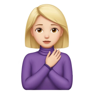 A girl putting her hands on her own neck one arm over the other sticker