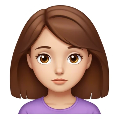 Girl brown hair brown eyes Bashful stop it sticker