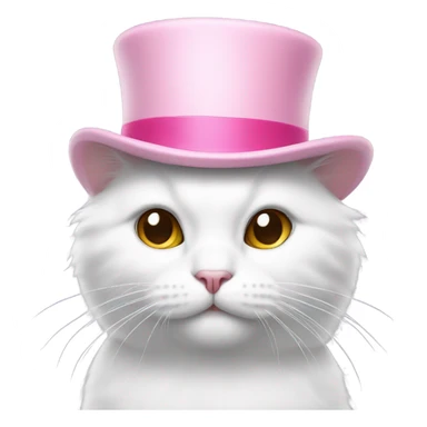 White cat wearing pink top hat sticker