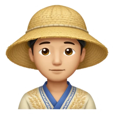 Asian guy with a rice hat, eyes closed sticker