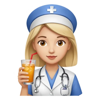 nurse holding drink sticker