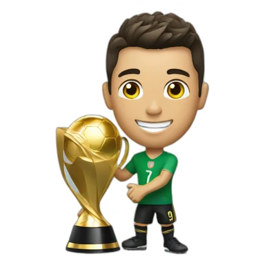 cristiano ronaldo with the world cup trophy of futbol sticker