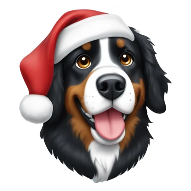  Bernese Mountain dog with a Santa hat sticker