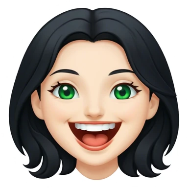 Beautiful lady with long black hair and green eyes laughing sticker