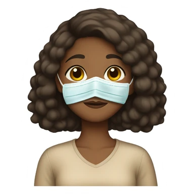 a brown girl wearing a face mask  sticker