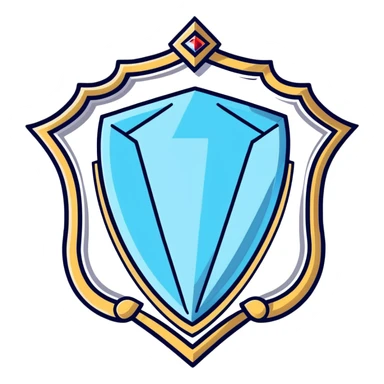 Luxury VIP badge shaped like a shield with a large diamond gem in the center sticker