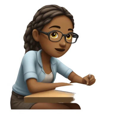 Girl studying in cafe sticker