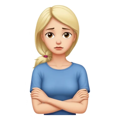 arms crossed holding neck sad woman sticker