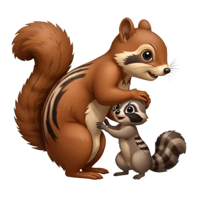 squirrel pulling tail out of raccoon butt sticker