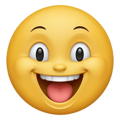 Emoji, yellow round laughing face, wide smile sticker
