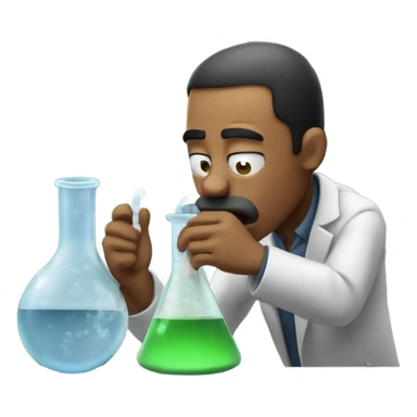 man inhaling out of a science beaker sticker