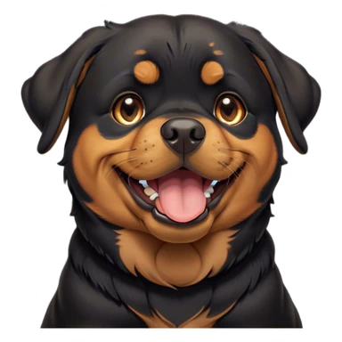Cinematic Cute Yawning Rottweiler Portrait Emoji, Head tilted slightly with a dramatic, wide-open yawn, showcasing a sleek black coat with prominent tan markings, floppy ears slightly drooping, round brown eyes barely open in drowsy contentment, Simplified yet irresistibly adorable features, highly detailed, glowing with a soft, cozy glow, high shine, relaxed yet expressive, stylized with a touch of whimsy, bright and endearing, soft glowing outline, capturing the essence of a sleepy yet affectionate guardian, so drowsy it feels like it could stretch out of the screen and curl up for a nap! sticker