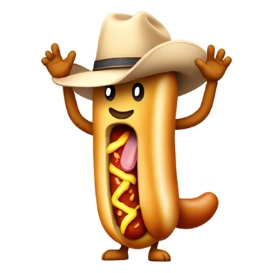 Hotdog in a cowboy hat dancing sticker
