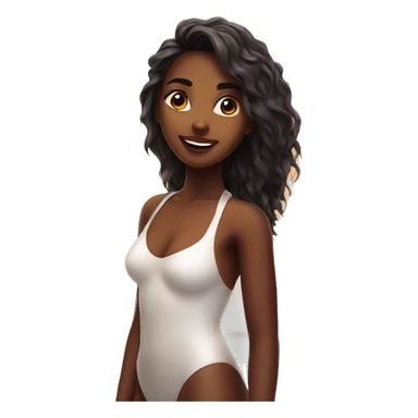 Girl in white swim suit in Maldives sunset  sticker
