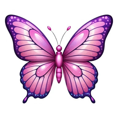 Pink sparkly glitter butterfly sticker