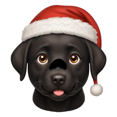 A cute, all-black Labrador Retriever, about 2 years old, wearing a Santa hat. (I need English) sticker