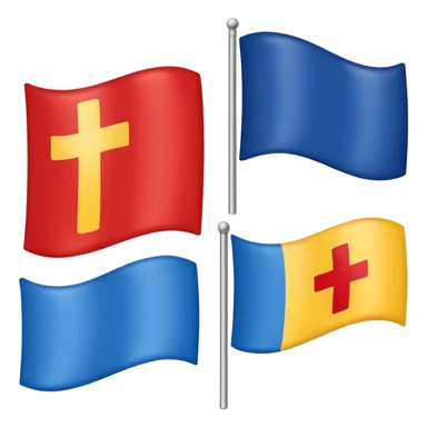 create a flag where the layout is like georgian one big cross for corner. the big cross i want is yellow and top right blue too left red bottom right red bottom left blue sticker