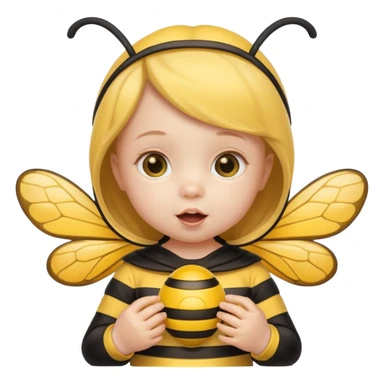 baby girl with pacifier dressed as a bee sticker