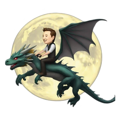 Elon musk on a dragon flying to the moon sticker