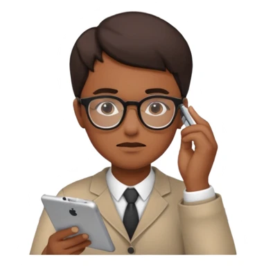 person with glasses analyzing data sticker