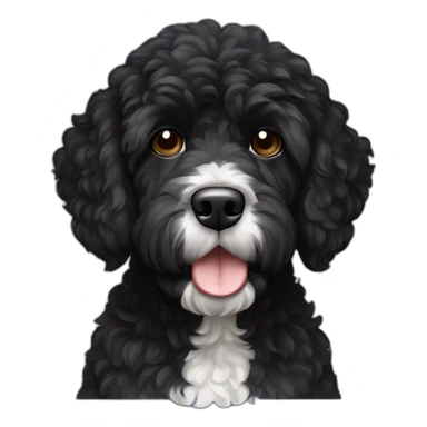 black face Portuguese water dog with white chin and chest sticker