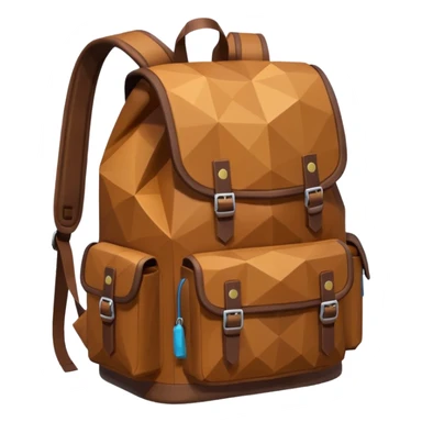 backpack brown emoji low poly  sticker