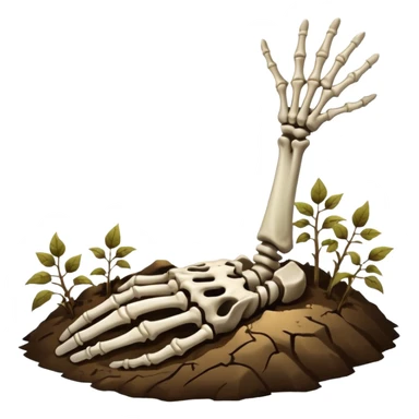 skeleton hand emerging from the ground sticker