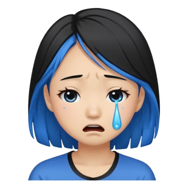 Asian girl crying more like this 😭 make the tears blue make the hair black all of the hair black sticker