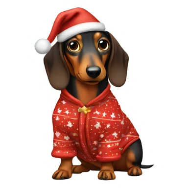 wiener dog in Christmas pajamas sticker