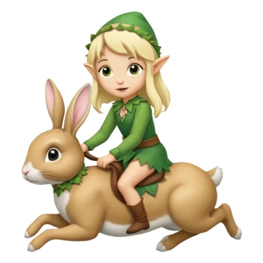 tiny forest elf blonde hair riding bunny sticker
