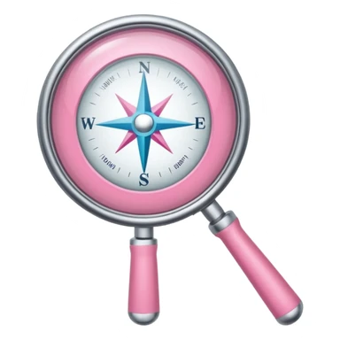 mix light pink dark pink and white girly internet compass logo with a small magnifying glass at the bottom sticker