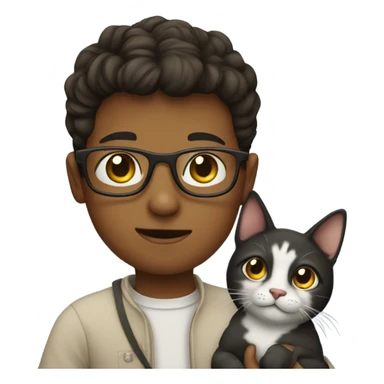 Boy with glasses and cat sticker