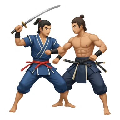 japan samurai fighting with a opther human sticker