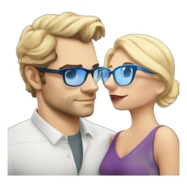 Henry Cavill kissing blond woman with glasses, with blue eyes with very very short hair sticker
