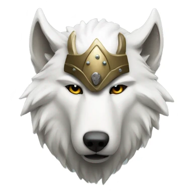 White wolf wearing a viking helmet sticker