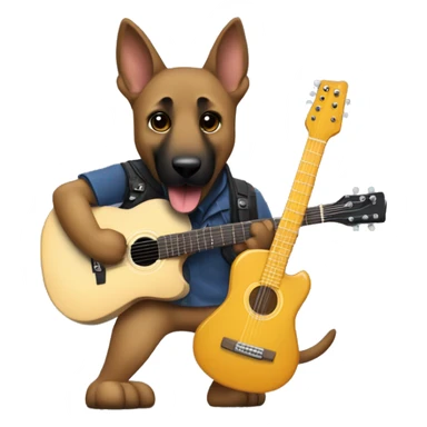 berger malinois qui joue de la guitar electric rock groupe sticker