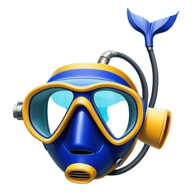 An icon featuring a close-up of a diving mask, snorkel, and fins floating on the surface of vibrant blue water. In the background, coral reefs and tropical fish create a lively underwater scene. Transparent background highlights the beauty and adventure of the diving experience. sticker