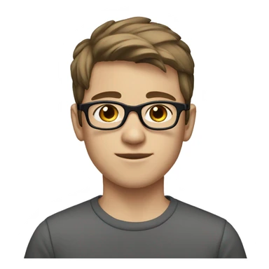 a teen boy with glasses. very short straight brown hair and brown eyes and white skin sticker