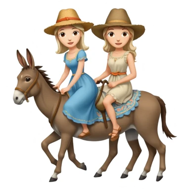 a lady on a donkey while the man is walking alongside the donkey sticker