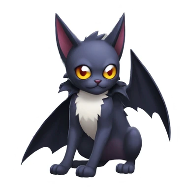   cool edgy beautiful anime-style dark-punk-themed animal vampiric Nargacuga-cat-hybrid Fakemon with big fangs and bat-wing-ears with a cape full body sticker