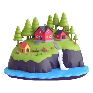 miniature island with little house sticker