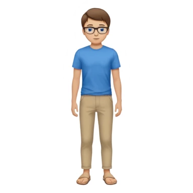 jeune homme l'air cool taille moyenne corpulence maigre cheveux chatain court yeux bleus lunettes photo de pieds en pantalon  sticker